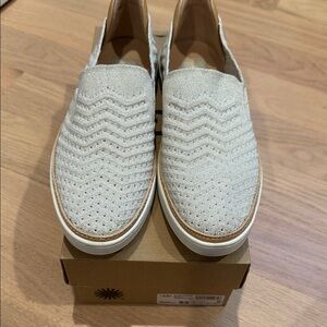 UGG Metallic Cream Chevron Slip-Ons